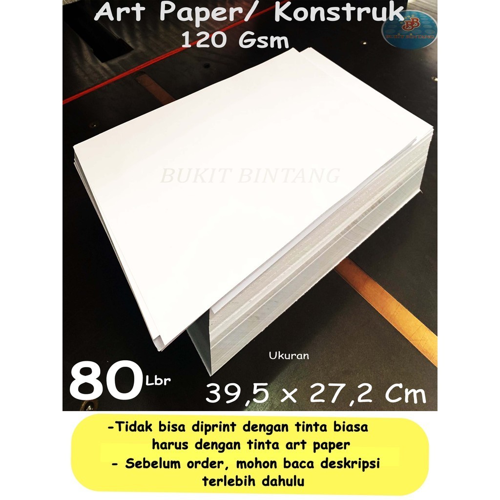 

Art Paper / Konstruk 120 Gsm Ukuran 39,5 x 27,2 Cm , 80 Lembar