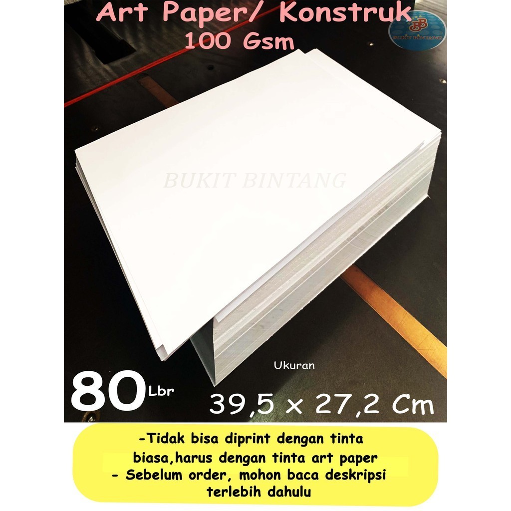 

Art Paper / Konstruk 100 Gsm Ukuran 39,5 x 27,2 Cm , 80 Lembar