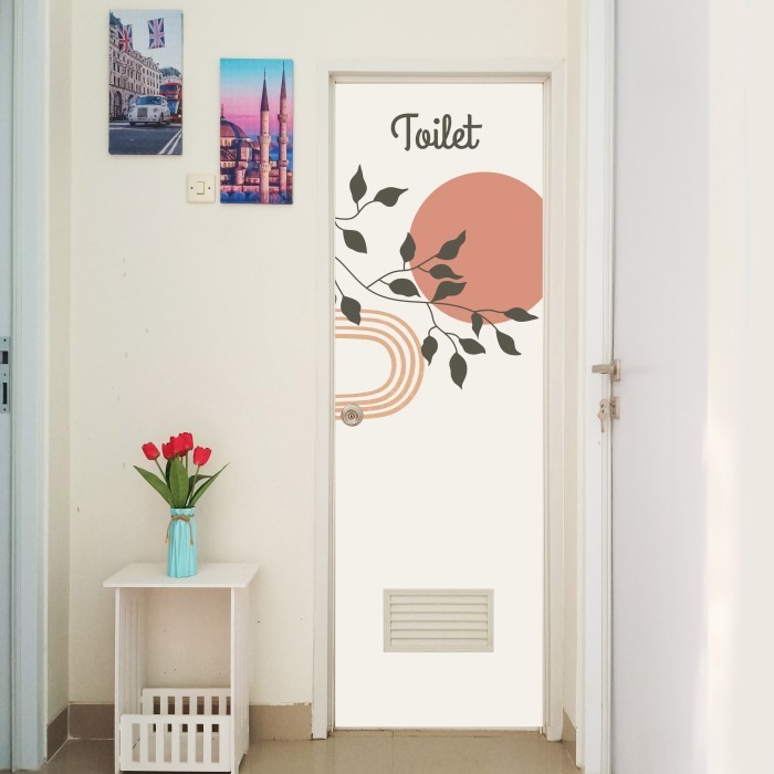 TERUJI Stiker Pintu Toilet Kamar Mandi Motif Aesthetic Minimalis SKM19 - Bathroom, SKM20