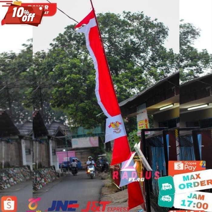 Baru Bendera Umbul Umbul Kuda Laut Merah Putih 2,7M Terbaik