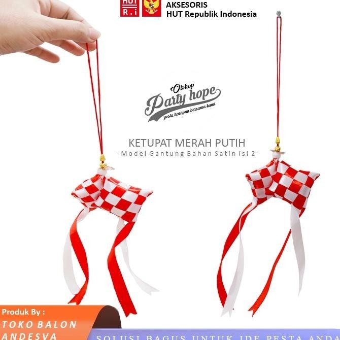 [isi 12] hiasan ketupat gantung merah putih / ketupat gantung hiasan mobil / ketupat aksesoris hut r