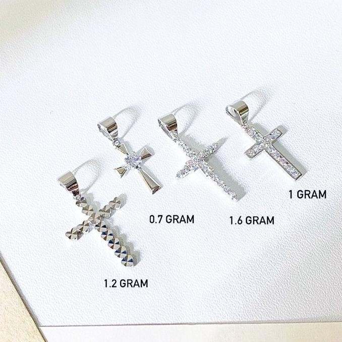 Liontin emas asli kadar 750 75 17k mainan kalung salib Jesus putih AS01