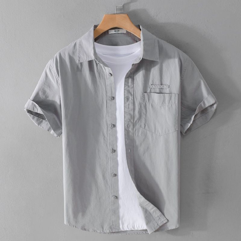 Summer Menswear Cotton Simple Sleeve Shirt Fresh Casual Men's Top Clearance Clearance Clearance