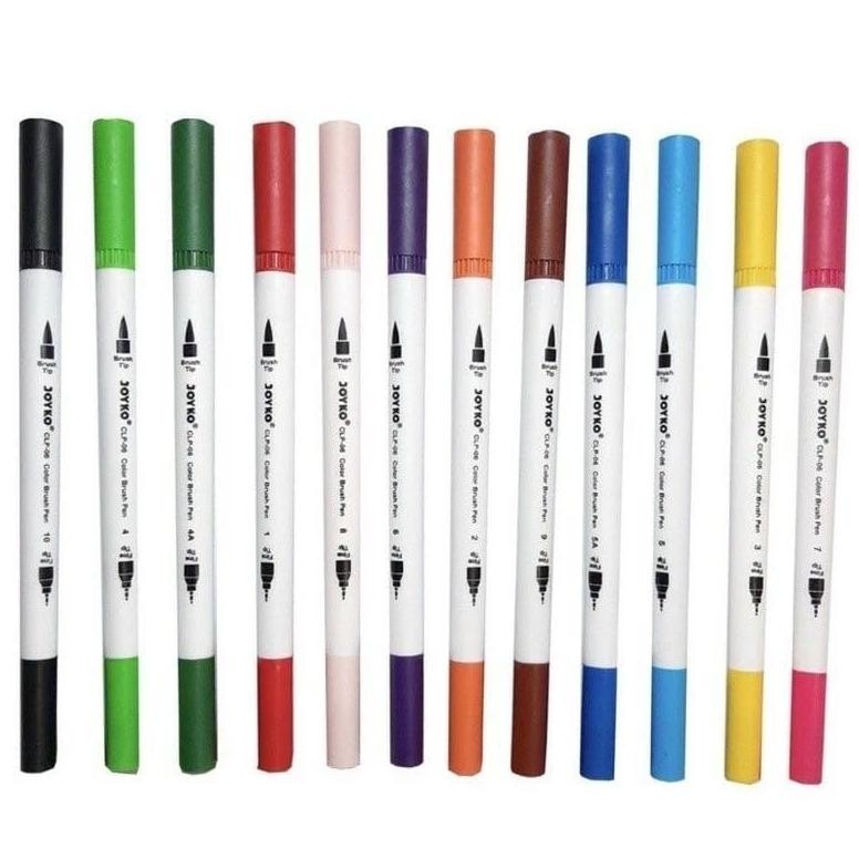

Diskon (1 Set) Pena Kuas 12 Warna Joyko Clp-06 / Color Brush Pen 12 Warna/Pena Kuas Warna Joyko/Pena Kuas Warna Double Tip Dua Mata Pena Joyko 8.8