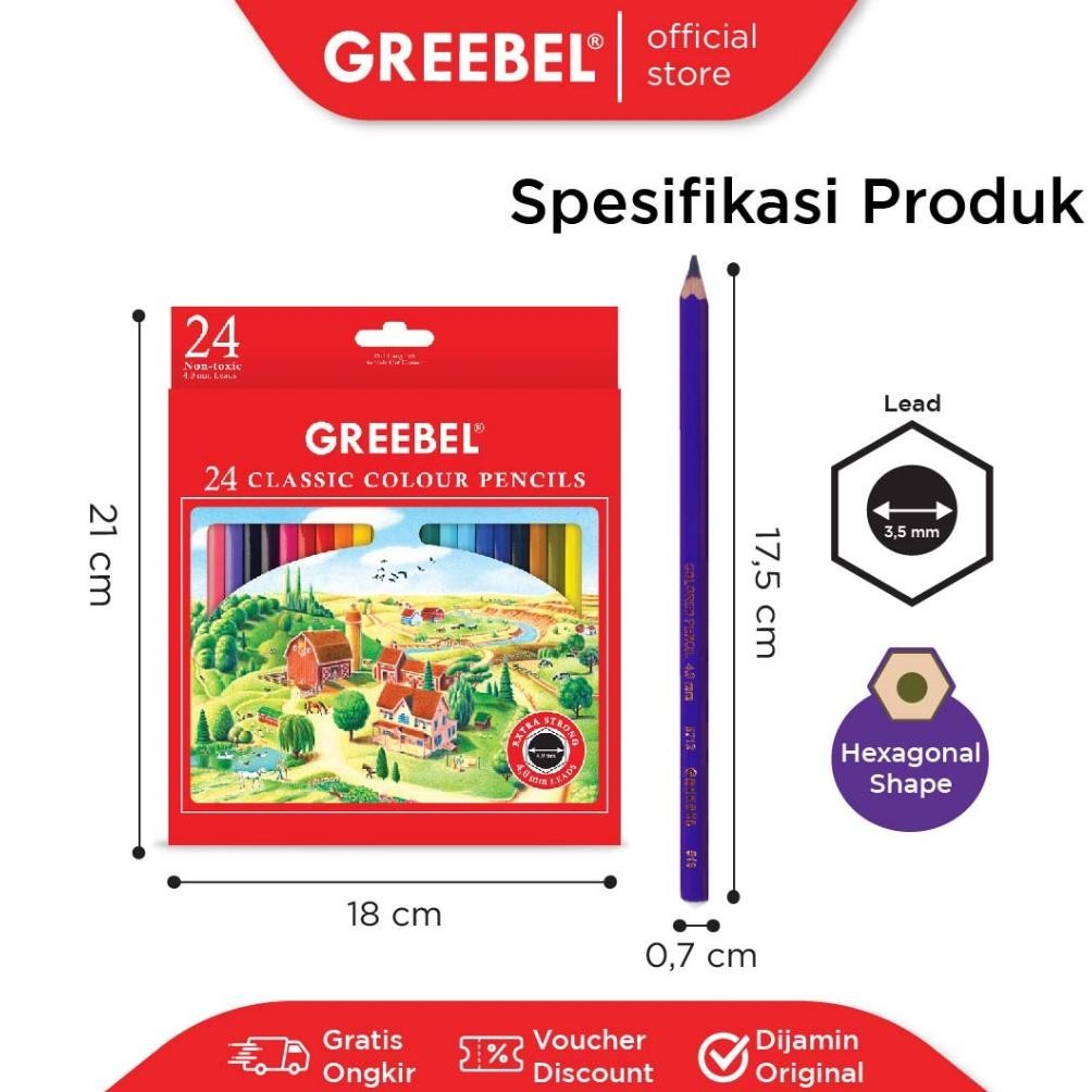 

8.8 Greebel Pensil Warna Classic Color Pencils / Coloring / Pensil Warna Greebel / Pensil Warna Aman Untuk Anak Mewarnai 8.8