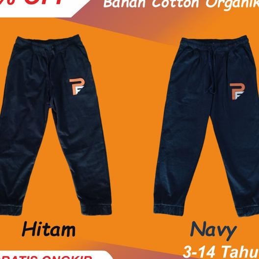 Celana Training Jogger Anak Laki Laki Hitam Navy Usia 3-14 Tahun