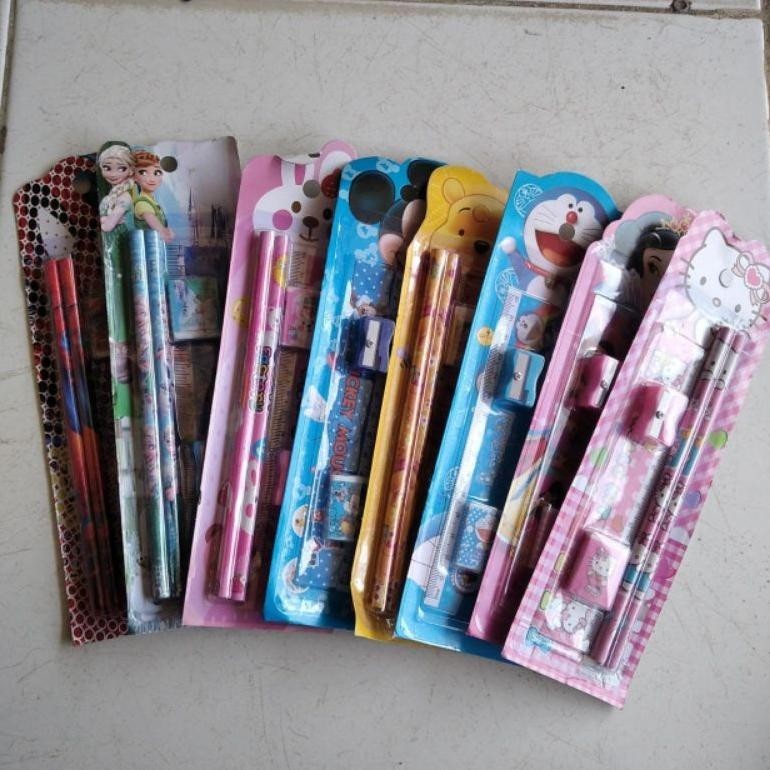 

rt-69 A0115 - Alat Tulis Set Mini 5in1 Pensil Set Karakter Premium