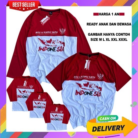 Kaos Dewasa 17 Agustus T Shirt Unisex Kemerdekaan Ksos Special Merdeka Atasan Lengan Panjang Pendek 