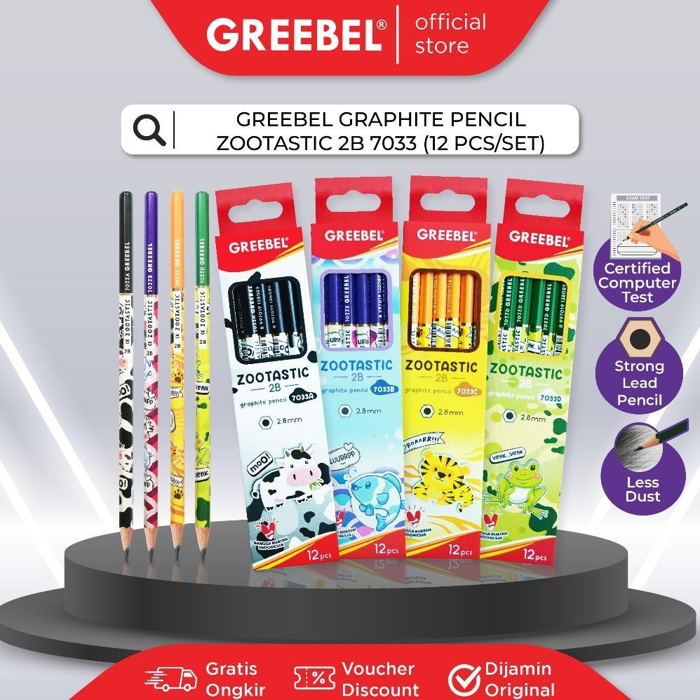 

Ah67 Pensil Serut Greebel 2B 7033 Zootastic / Pencil Kayu Karakter / Pensil Grafit / Pensil Graphite Termurah