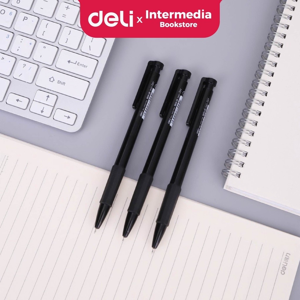 

Deli Pulpen Ball Pen WQ02420 Retractable Halus - Warna Hitam [0.5 mm]