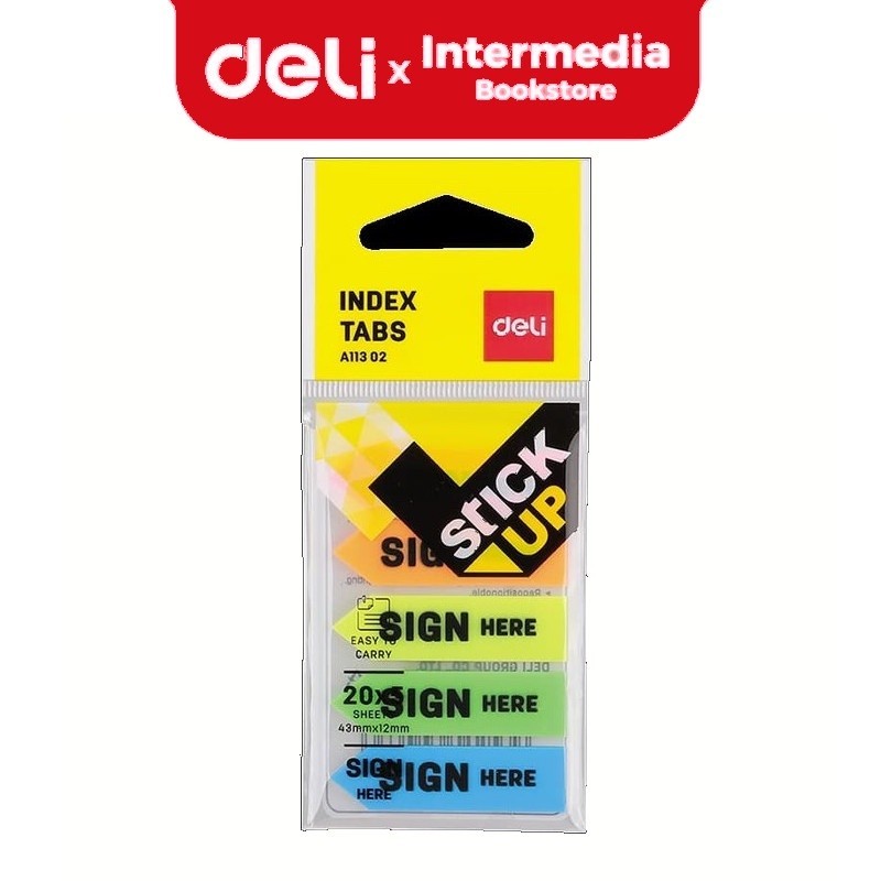 

Deli Index Tab Plastik Sign Here EA11302 [44 × 12 mm/5 × 20 sheets/5 Warna]