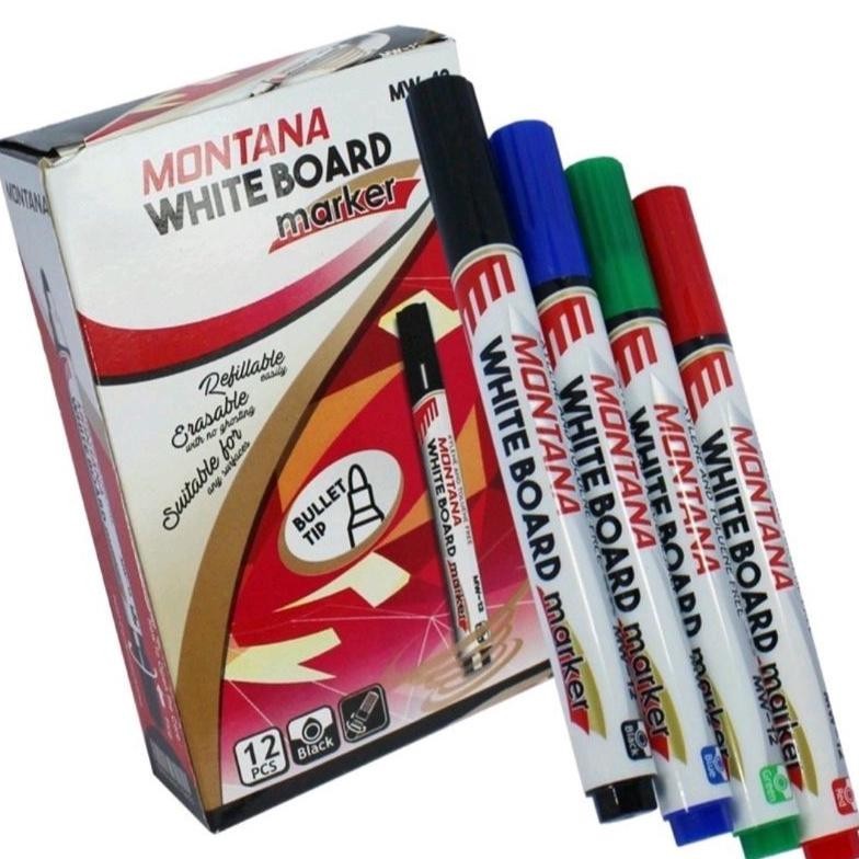 

ukd- (1box)Spidol Whiteboard Marker Montana Hitam Biru merah / spidol bisa dihapus / spidol isi ulang Hemat