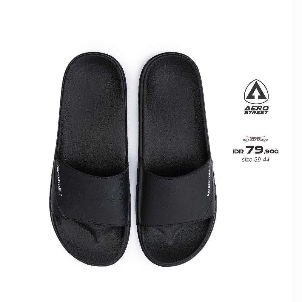 Promo Aerostreet 39-44 Garvi Hitam Hitam - Sandal Selop Pria Wanita Baaaa Termurah