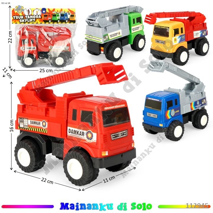 [Mainanku] Truk Turntable Ladder tanpa Mesin 20 cm Truk Tangga Skylift Mainan Anak