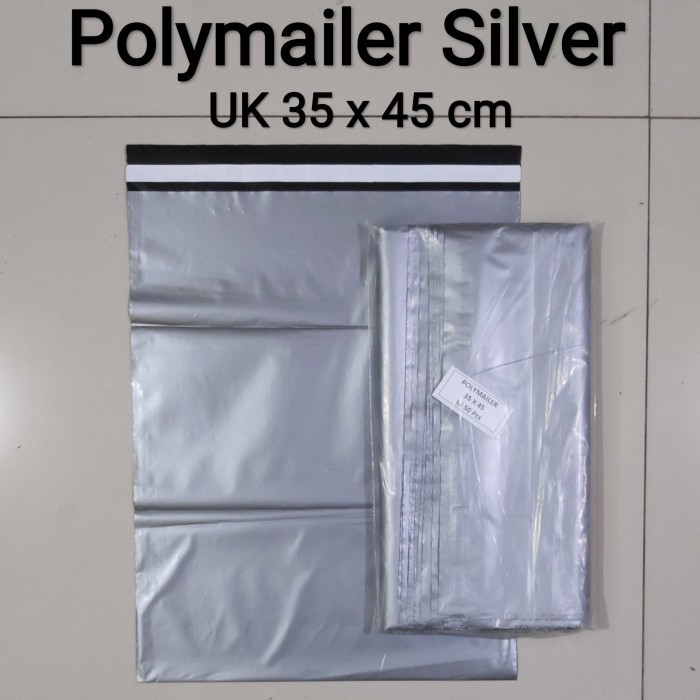 

HRG DISKON Polymailer uk 35x45 (50pcs) Plastik Packing Lem Silver, Plastik Lem
