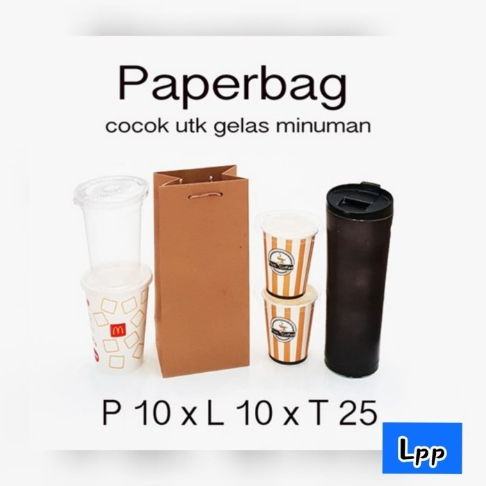 

TERMURAH Paper Bag Polos uk 10x10x25 ~ Cocok buat Botol Minuman