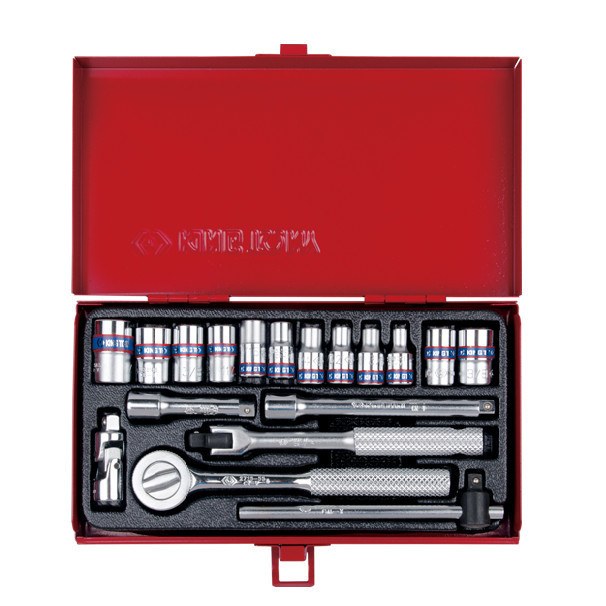 KUNCI SOK 18PCS 1/4 DR SOCKET SET METRIC CHROME KING TONY 2518MR SHOCK