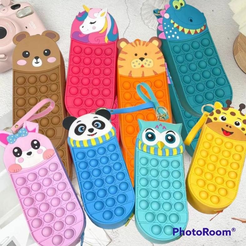 

SPECIAL Tempat Pensil Case Pop It Anak Perempuan Laki Laki Import Kartun Karakter Unicorn Dinosaurus We69
