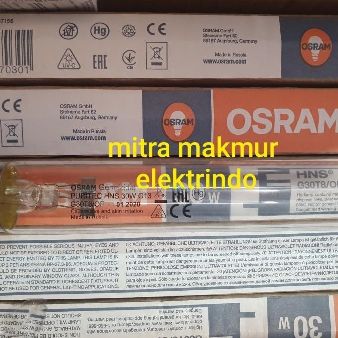 Lampu Uv Osram Puritec Hns 30Wg13 G30 T8/Uv Osram Germicidal Uv T8 30W