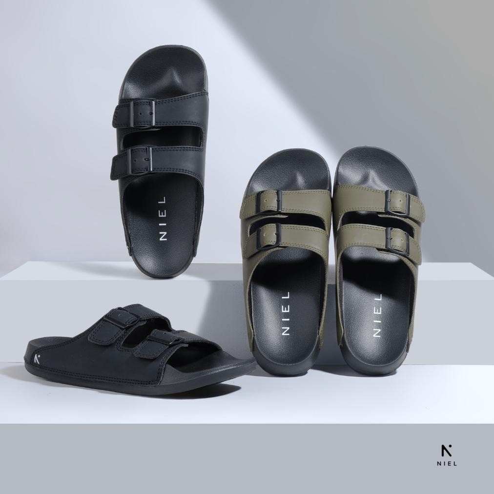 Promo Niel Sandal Pria Slide - Birawa Double Straps Rings Terbaru