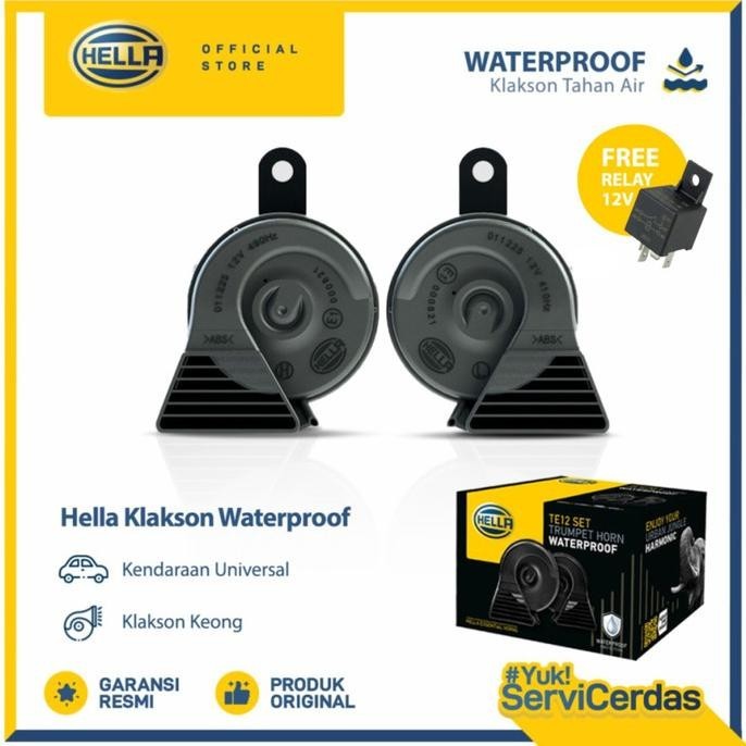Klakson Waterproof Hella Free Relay - Klakson keong mobil motor