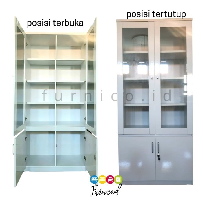 TERJAMIN Lemari Pajangan Tas Kaca Serbaguna Rak Buku Putih