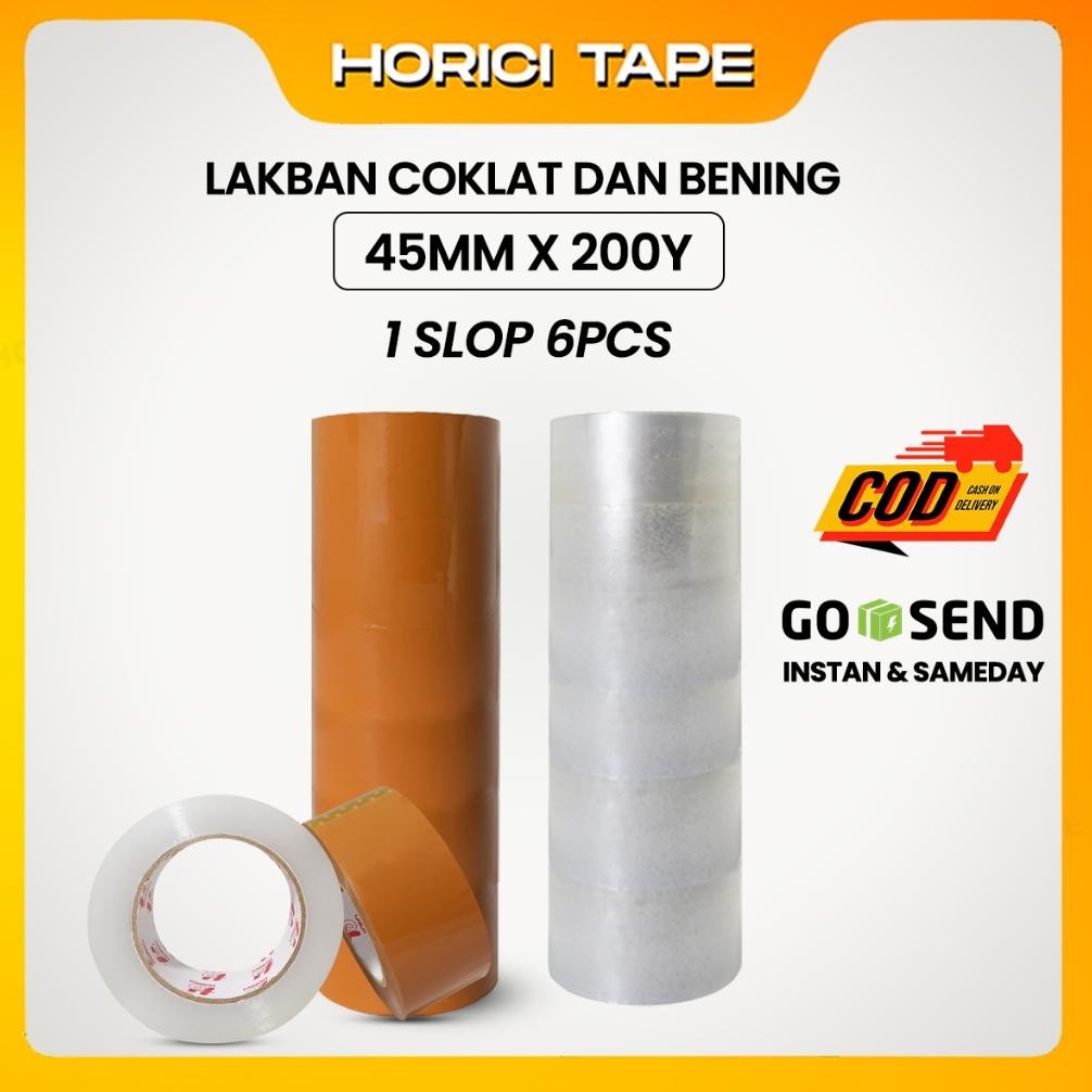 

Gratis Ongkir Horici 1 Slop 6 Pcs 45Mm*200Y Tape Murah Super Clear Lakban Bening Dan Coklat Df-8