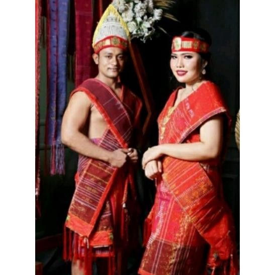 Spesial Promo Pakaian Adat Batak Dewasa Ragihotang Sadum Merah Hitam Maroon Dari Kain Ulos Batak Dg-