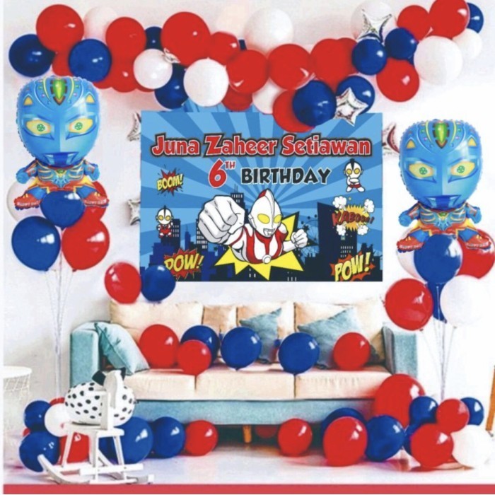 Terbaru Set Paket Balon Ultraman / Balon Ultraman / Banner Ultraman/ Backdrop Promo Terlaris