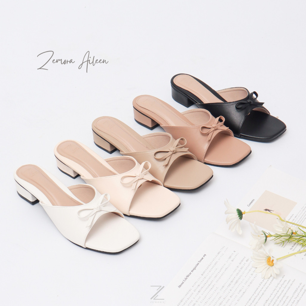 Flatshoes Kantor Formal // ZEMORA Aileen Sandal Heels Wanita Hak Tahu 3 Cm