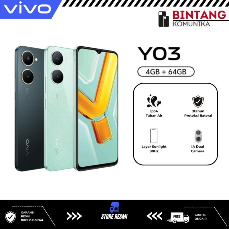 [ Termurah ] VIVO Y03 Ram 4+4/64 | Terbaru | Layar Sunlight | Dual Camera | Original Garansi Resmi