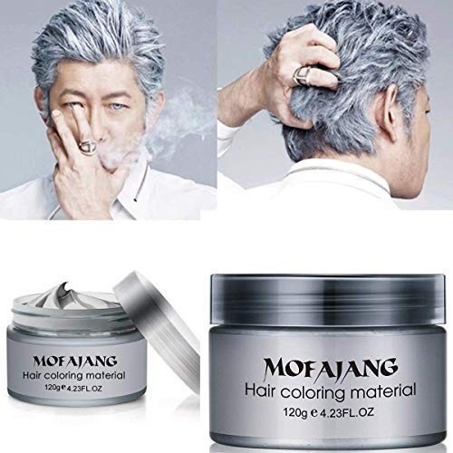 MOFAJANG Hair Coloring Dye Wax, Instant Hair Wax, 4.23 oz(Ash Grey)