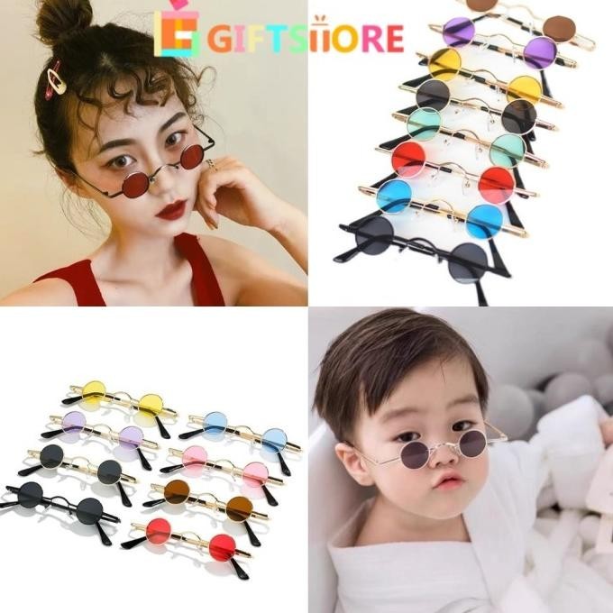 Anti Radiasi Kacamata Boboho Hitam Bulat Matahari Bingkai Kecil Warna