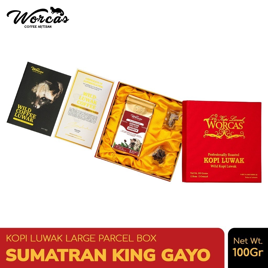 

WORCAS Kopi Luwak Liar Sumatran King Gayo 100gr - Large Gift Box