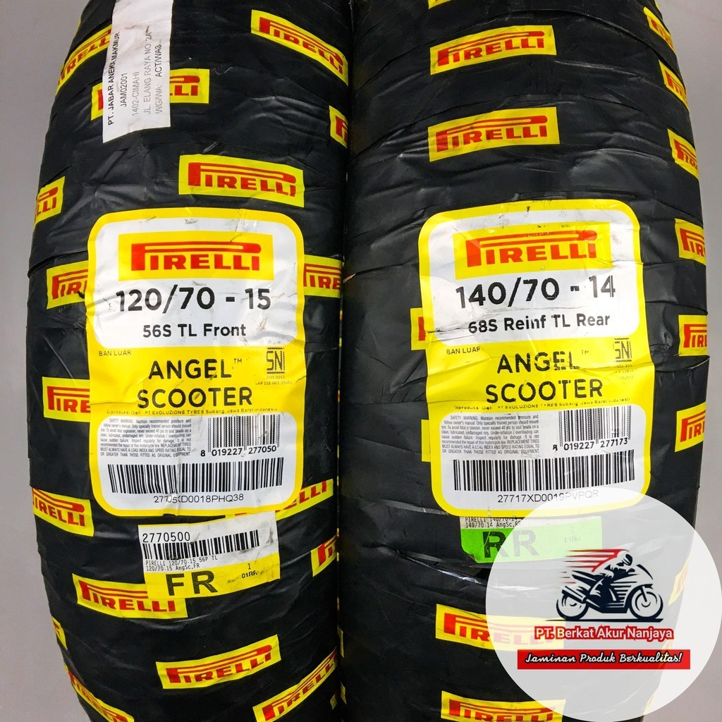 Pirelli Angel Scooter 120/70-15 F & 140/70-14 R Sepasang Ban Xmax Tubeless Bonus Pentil
