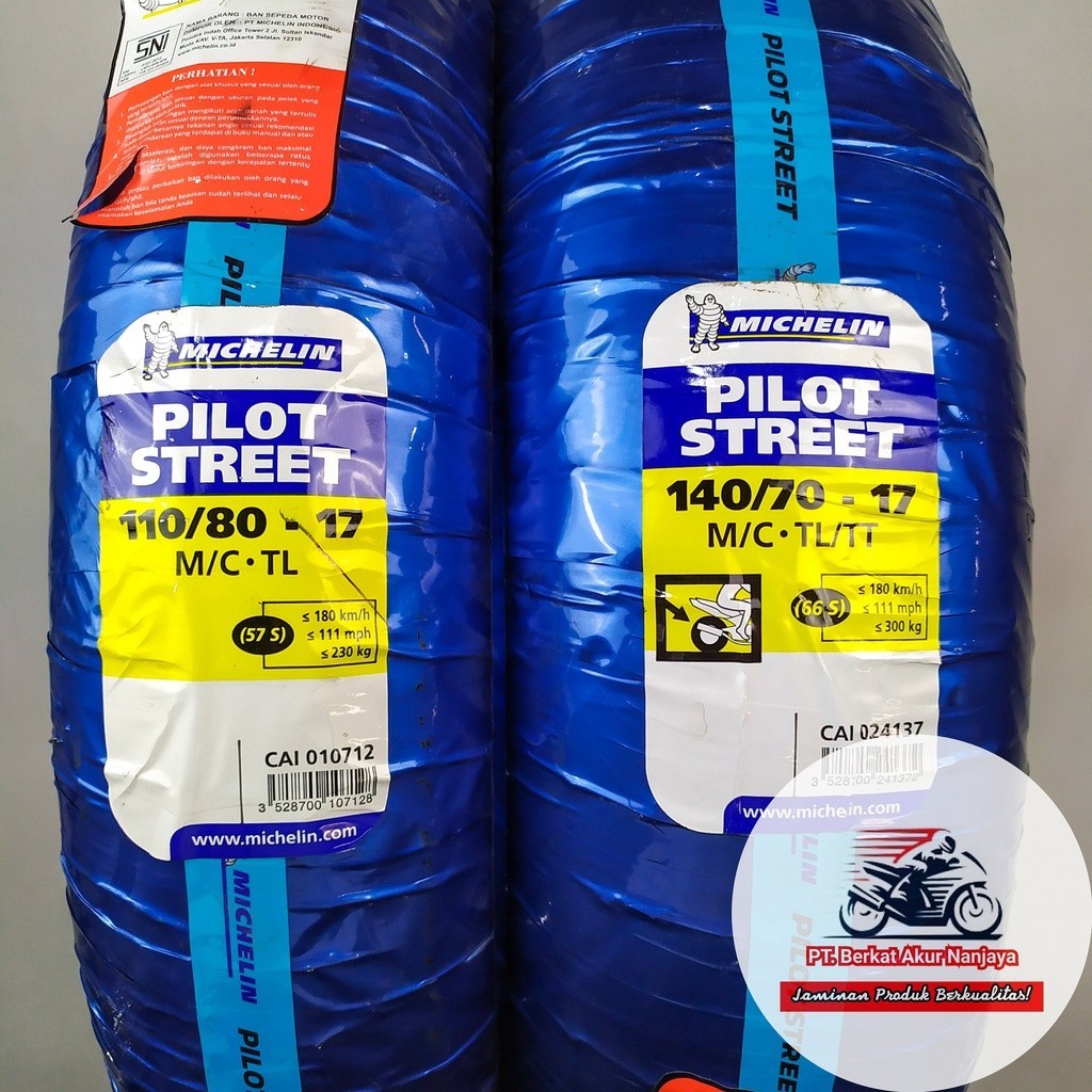 Paket Michelin Pilot Street 110/80 dan 140/70-17 ban tubeless BONUS Pentil untuk Sport