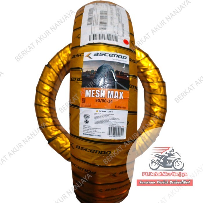 BAN ASCENDO MESH MAX 90/80-14 Tubeless Motor Matic AEROX BEAT MIO XEON X-RIDE NEX SPIN {FREE PENTIL}