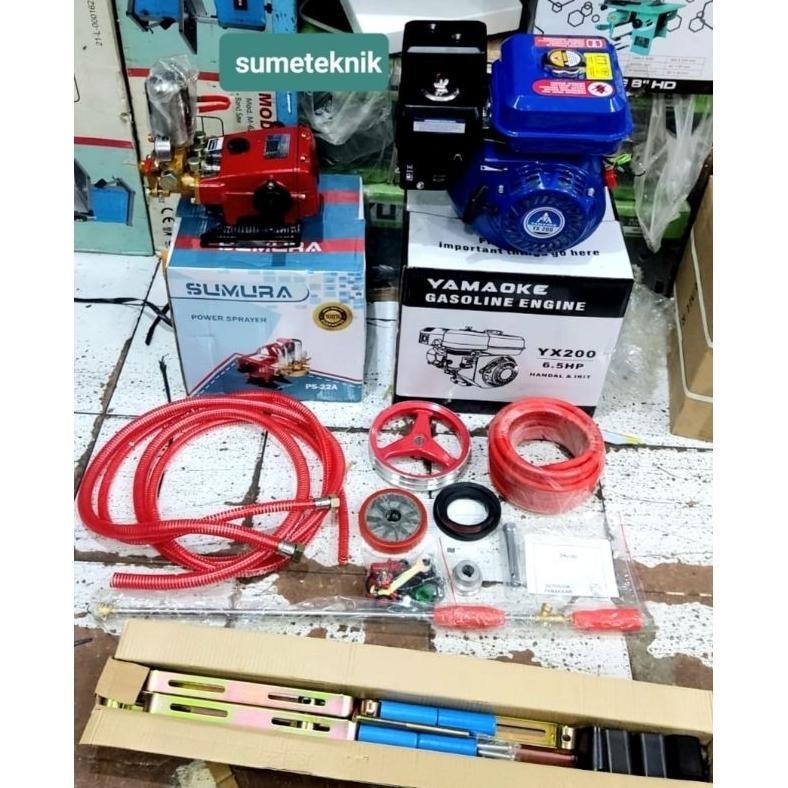 New Mesin Steamset PS22 Noqiwa Engine GX200 Yamaoke Mesin Cuci Motor Lengkap Power Sprayer PS22 + En