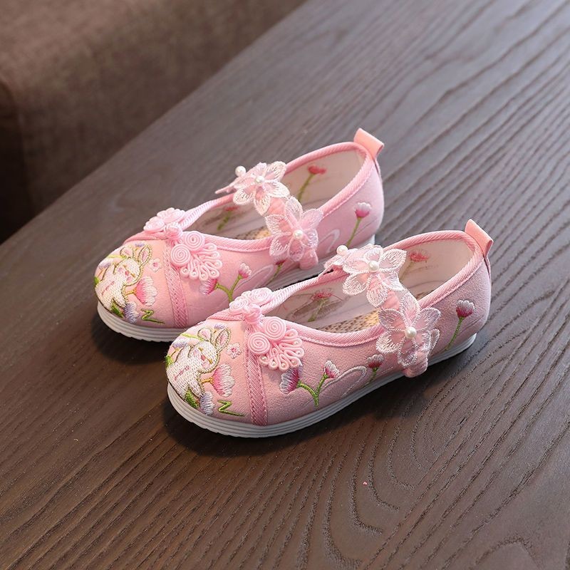 Sepatu Kain Old Beijing Bordir Anak-anak, Sepatu Kain Gaya Tiongkok, Sepatu Han China, Sepatu Dansa 