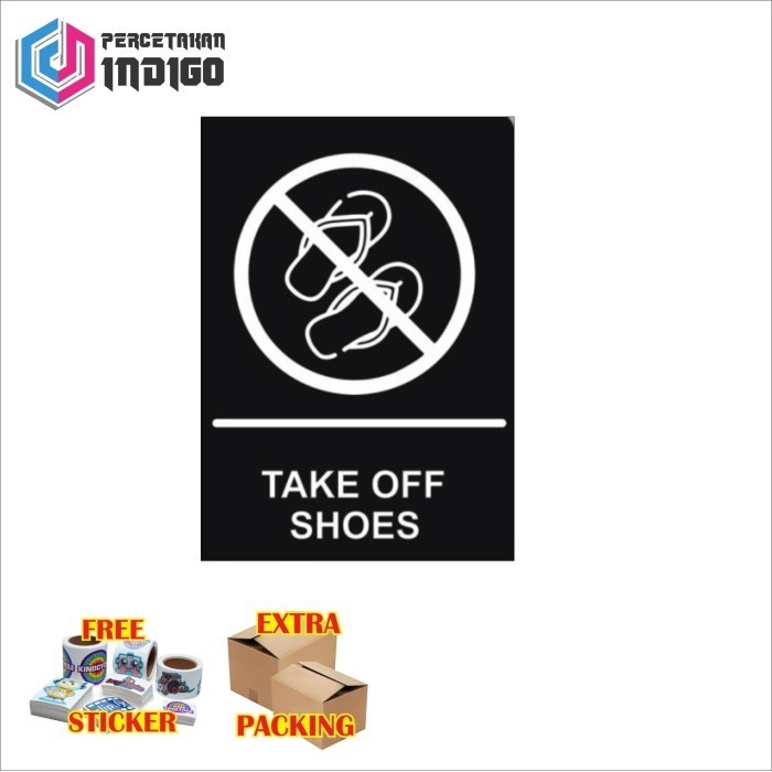 

Promo papan tanda sign board take of shoes hitam Keren