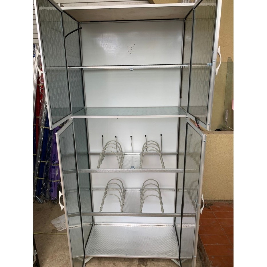 Ede Lemari Rak Piring Full Kaca 2 Pintu Alluminium Khusus Bogor Dan Depok