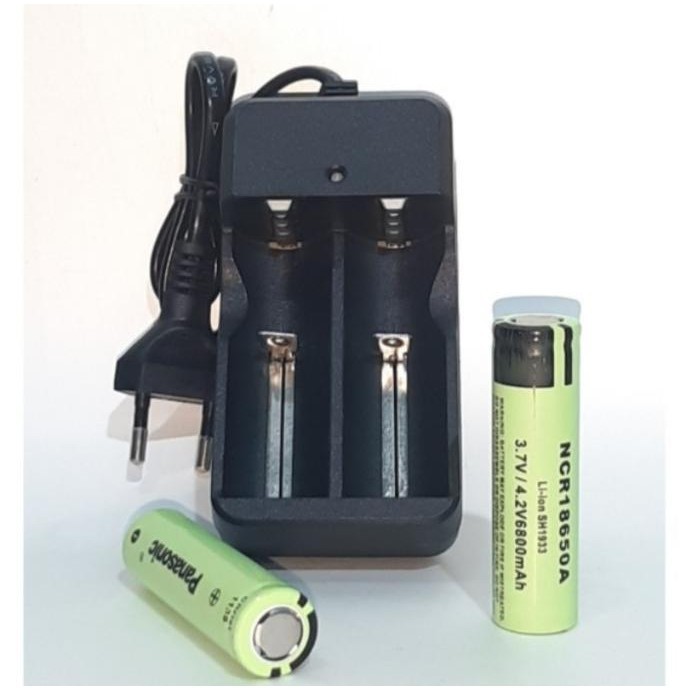 Baterai Panasonic Hijau Rechargeable 18650 Li-Ion 3.7/ 4.2V 6800Mah