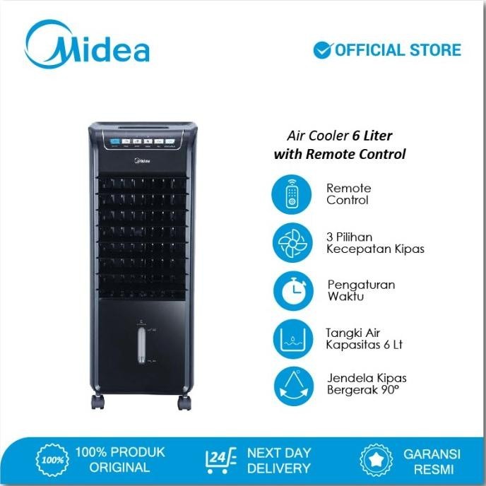 Midea Air Cooler 6.0 Liter AC100-A - Remote Control - Timer 7 jam