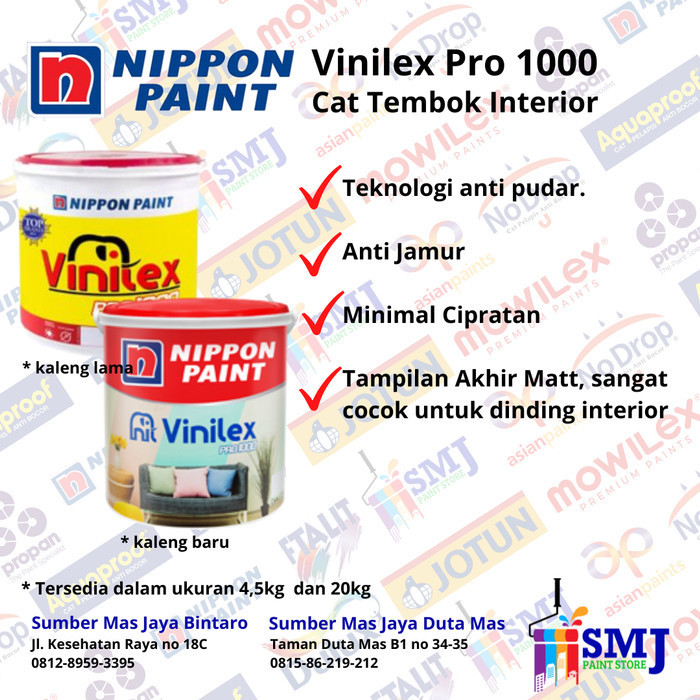 PROMO CAT TEMBOK INTERIOR NIPPON PAINT VINILEX Pro PUTIH 9102 20 KG