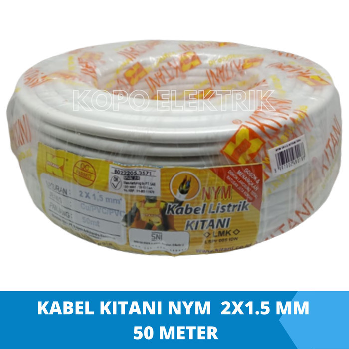 Kabel Listrik Kitani Nym 2X1.5 Mm 50 Meter