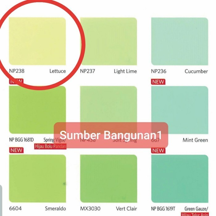 Cat Tembok Vinilex Pro 1000 Hijau Muda Tua Tosca Dinding Dalam Nippon