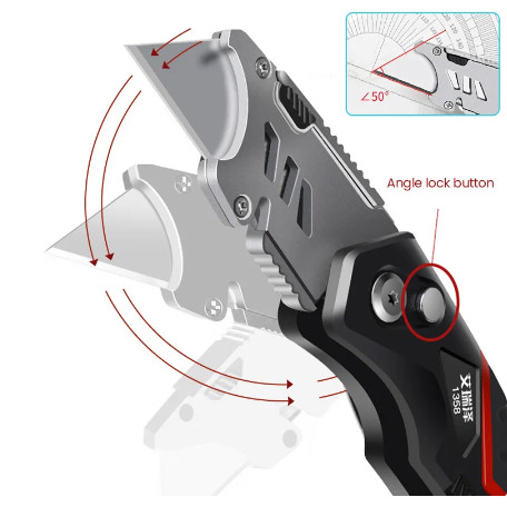 

TERMURAH AIRAJ Pisau Cutter Lipat Folding Utility Knife Angle Adjustable 18mm - 1358 BARU PROMO