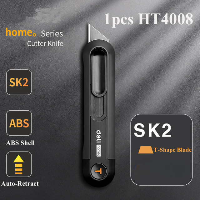 

TERMURAH DELI Pisau Cutter Auto Retract ABS T Shape Blade SK2 - HT4008 BARU PROMO