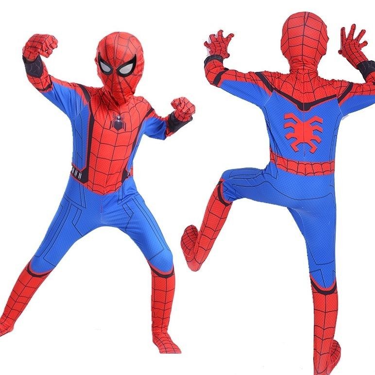 New Halloween Cosplay Party Kostum Anak Spiderman Amazing Costume Anak Spiderman Baju + Topeng Terla