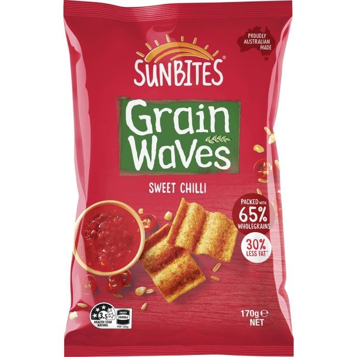 

OBRAL Sunbites Grain Waves Wholegrain Chips Sweet Chilli 170g - Australia